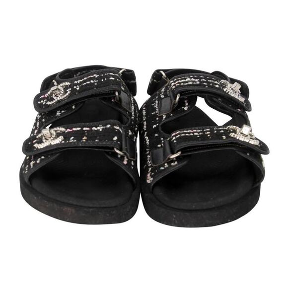 Chanel Turnlock 39 Tweed Leather Cc Dad Sandals CC-0712N-0001 - Picture 3 of 11